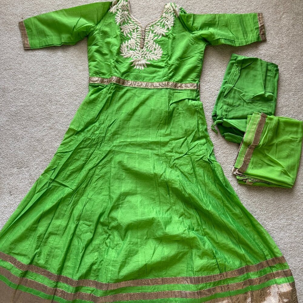 [NEW] Indian Pakistani Ethnic Suit Anarkali Salwar Green XL
